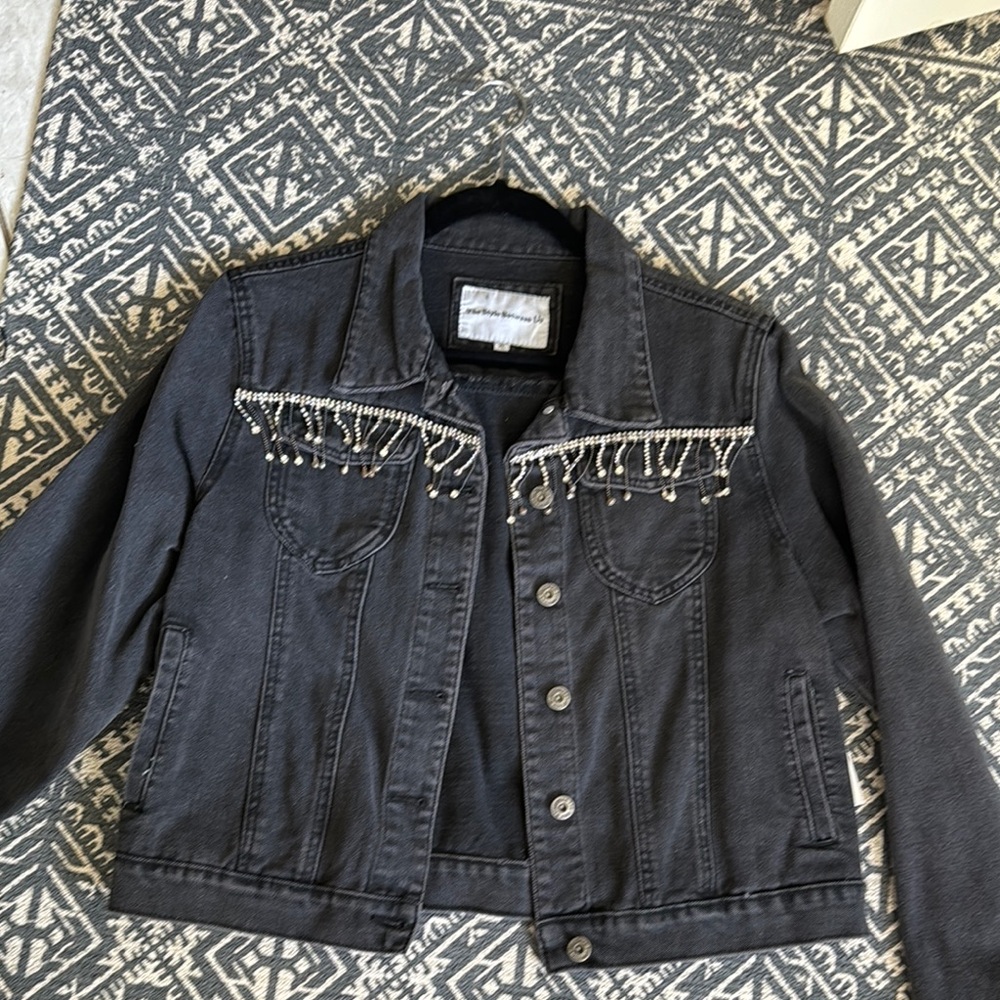 Embellished Black Denim Jacket